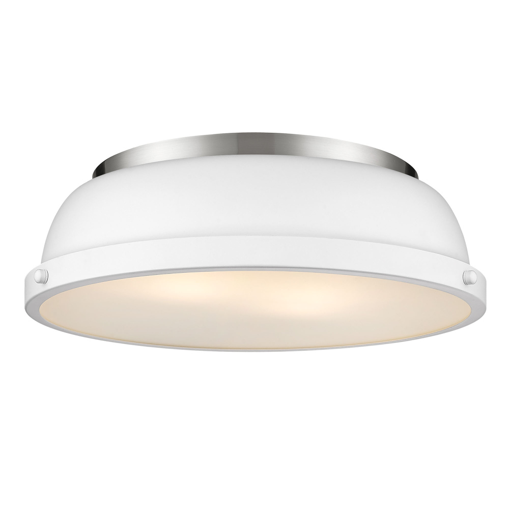 Yep by Golden Lighting Duncan 2-light Flush Mount in Pewter and Matte White shade