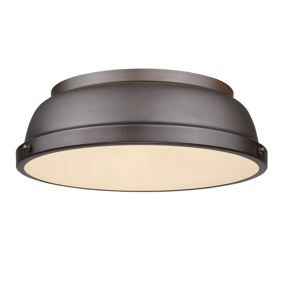 Yep by Golden Lighting Duncan 2-light Flush Mount in Rubbed Bronze and Rubbed Bronze shade