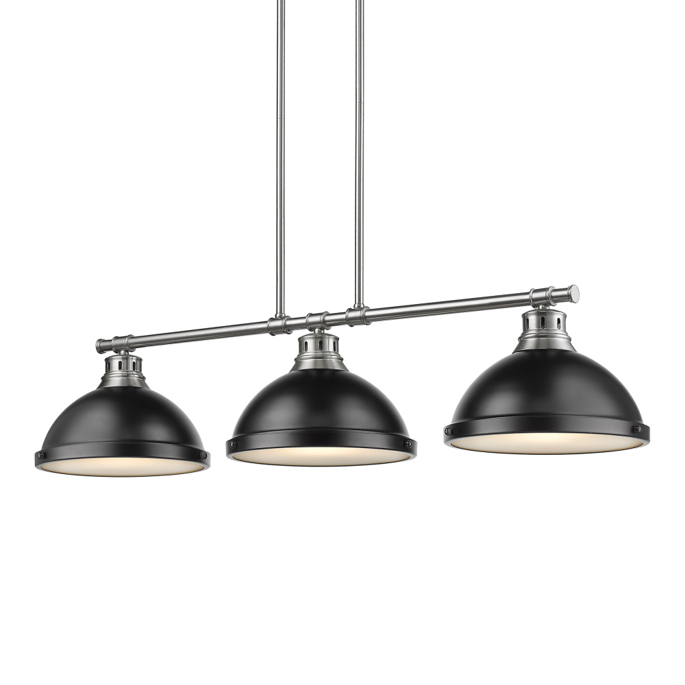 Yep by Golden Lighting Duncan 3-light Island Light in Pewter and Matte Black shade