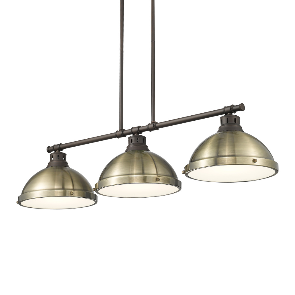 Yep by Golden Lighting Duncan 3-light Island Light in Rubbed Bronze and Aged Brass shade