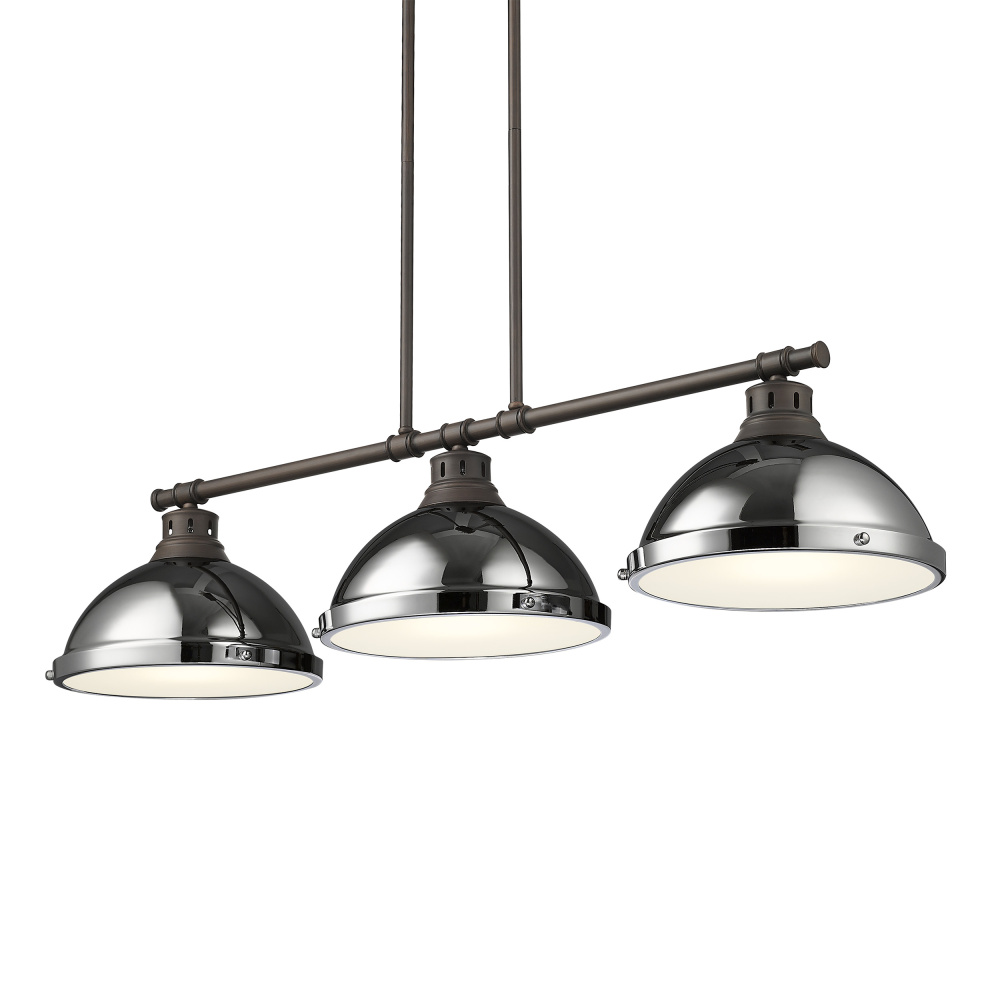 Yep by Golden Lighting Duncan 3-light Island Light in Rubbed Bronze and Chrome shade