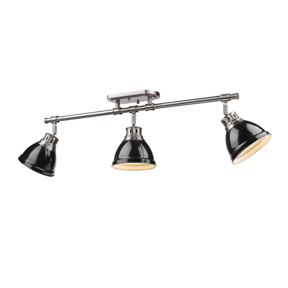 Yep by Golden Lighting Duncan 3-light Semi-Flush Mount in Pewter and Black shade