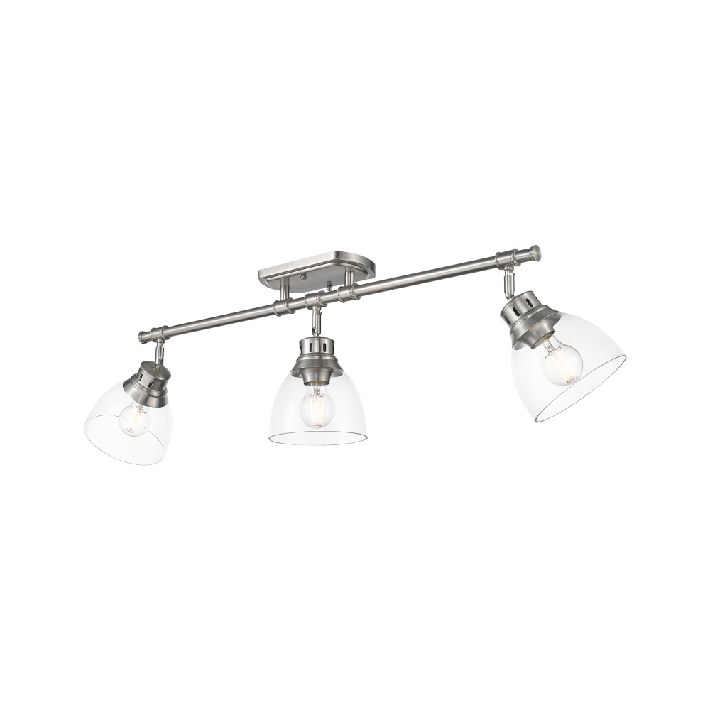 Yep by Golden Lighting Duncan 3-light Semi-Flush Mount in Pewter and Clear Glass