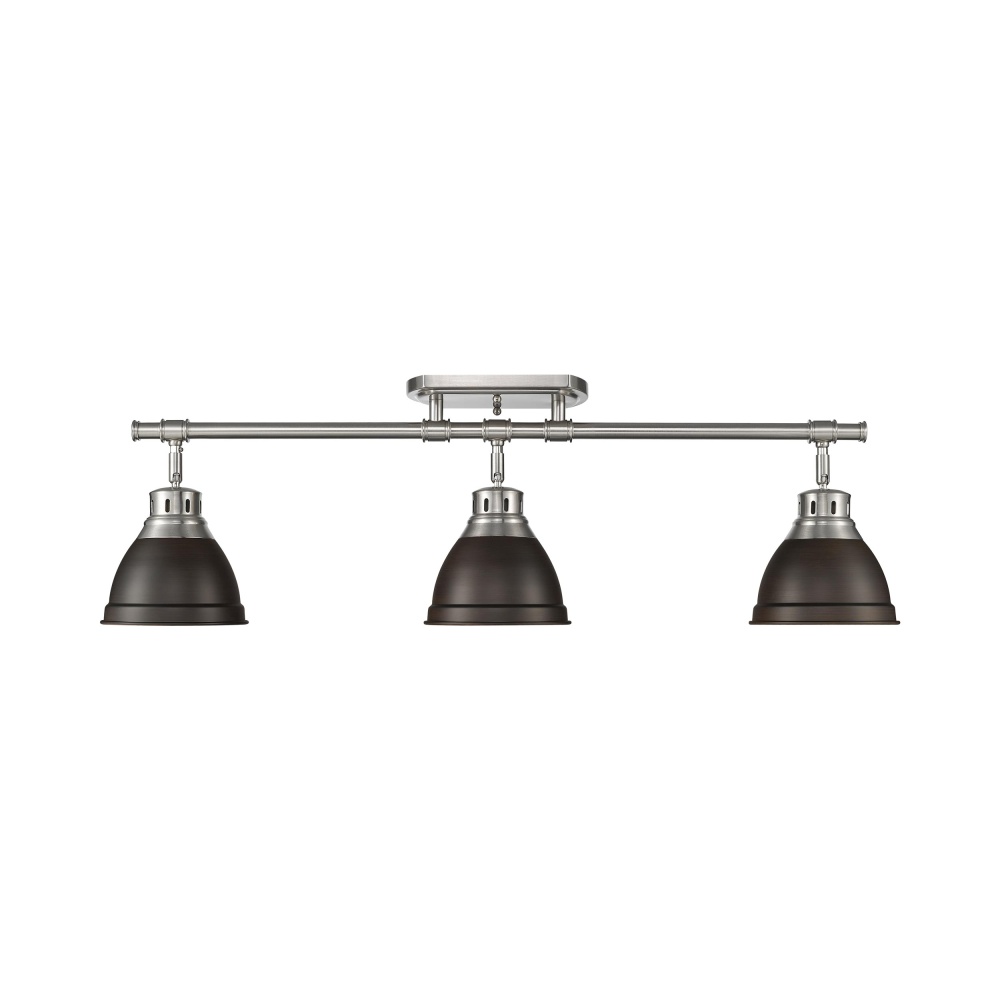 Yep by Golden Lighting Duncan 3-light Semi-Flush Mount in Pewter and Rubbed Bronze shade