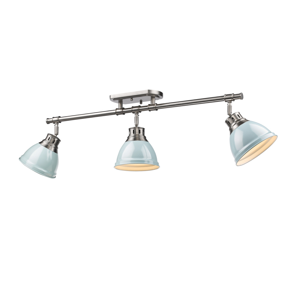 Yep by Golden Lighting Duncan 3-light Semi-Flush Mount in Pewter and Seafoam shade
