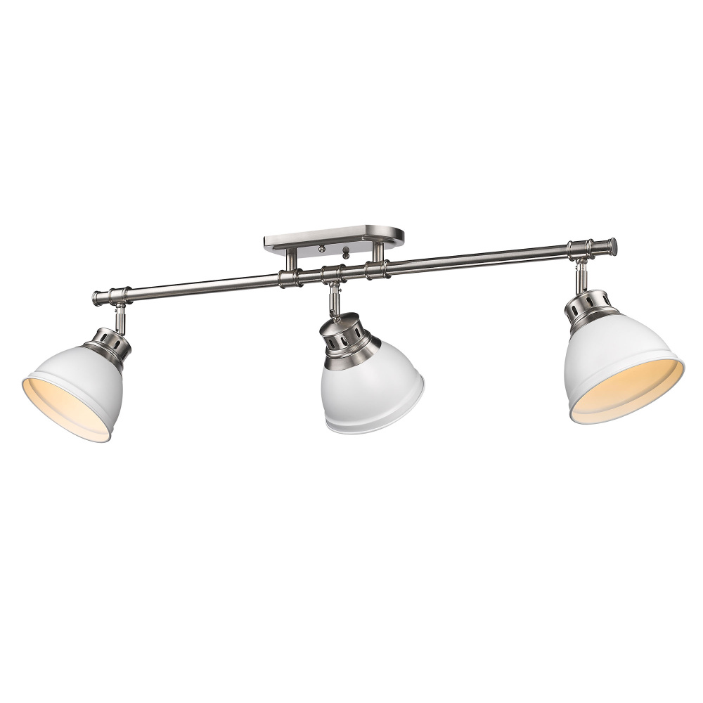 Yep by Golden Lighting Duncan 3-light Semi-Flush Mount in Pewter and Matte White shade