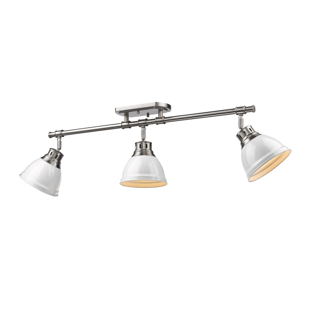 Yep by Golden Lighting Duncan 3-light Semi-Flush Mount in Pewter and White shade