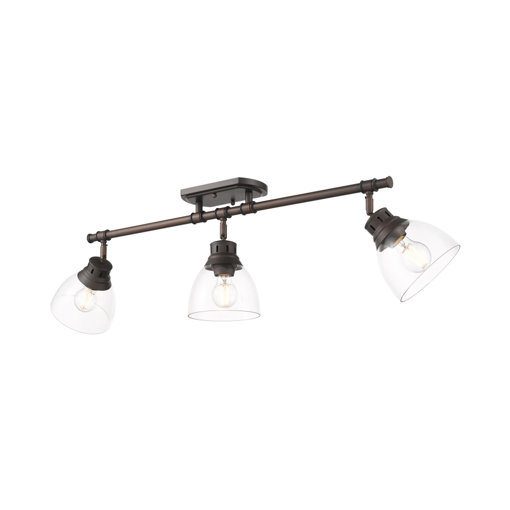 Yep by Golden Lighting Duncan 3-light Semi-Flush Mount in Rubbed Bronze and Clear Glass
