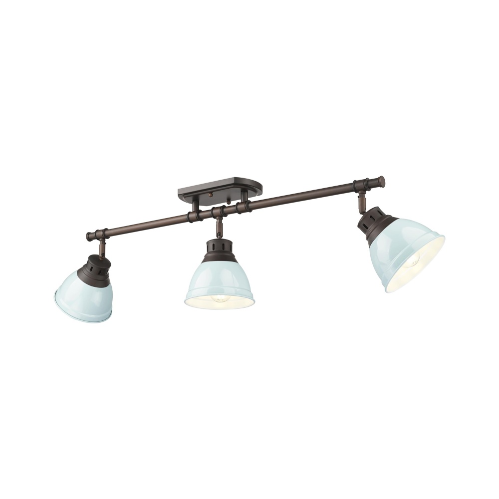 Yep by Golden Lighting Duncan 3-light Semi-Flush Mount in Rubbed Bronze and Seafoam shade