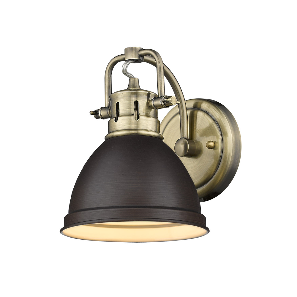 Yep by Golden Lighting Duncan 1-light Vanity in Aged Brass and Rubbed Bronze shade