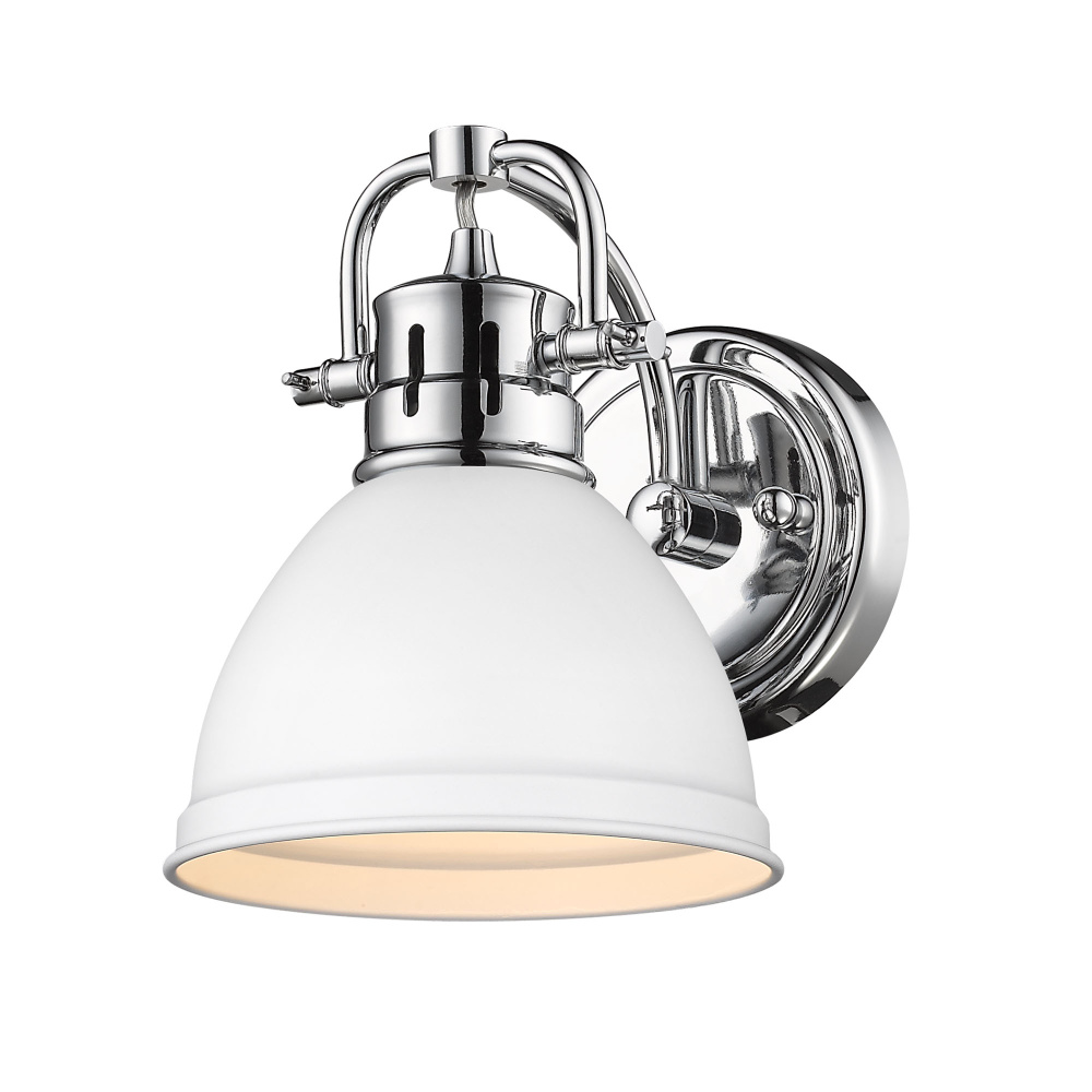 Yep by Golden Lighting Duncan 1-light Vanity in Chrome and Matte White shade