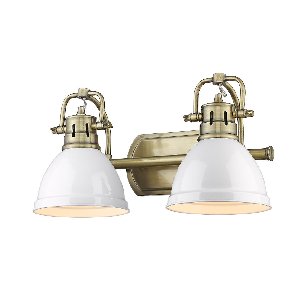 Yep by Golden Lighting Duncan 2-light Vanity in Aged Brass and Matte White shade