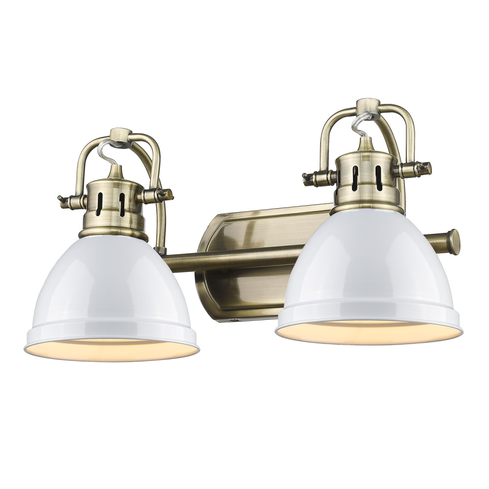 Yep by Golden Lighting Duncan 2-light Vanity in Aged Brass and White shade