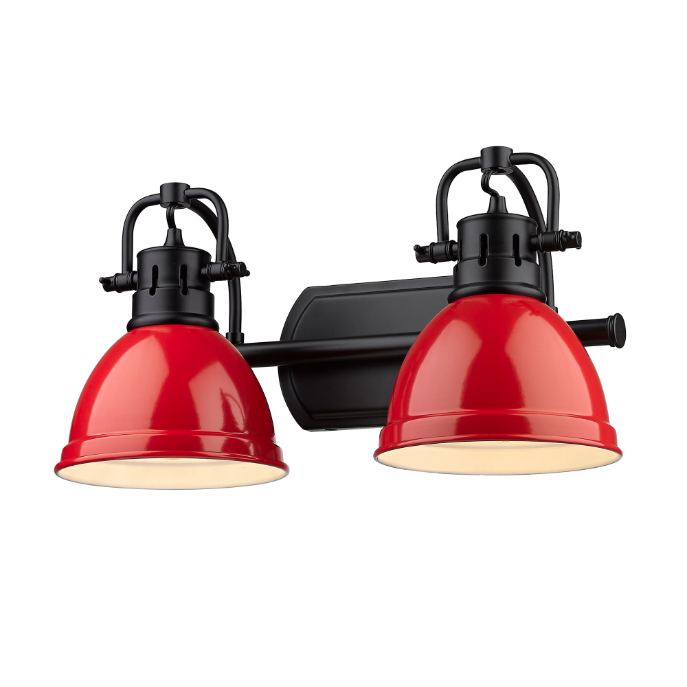 Yep by Golden Lighting Duncan 2-light Vanity in Matte Black and Red shade