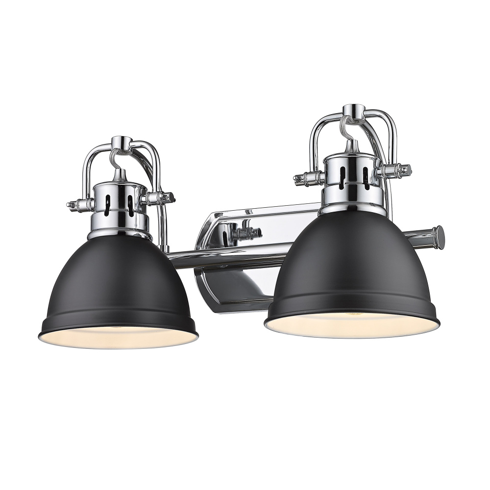 Yep by Golden Lighting Duncan 2-light Vanity in Chrome and Matte Black shade