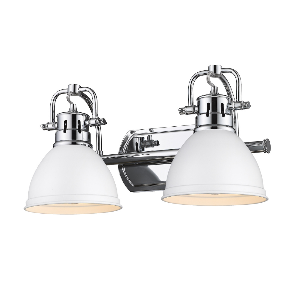 Yep by Golden Lighting Duncan 2-light Vanity in Chrome and Matte White shade