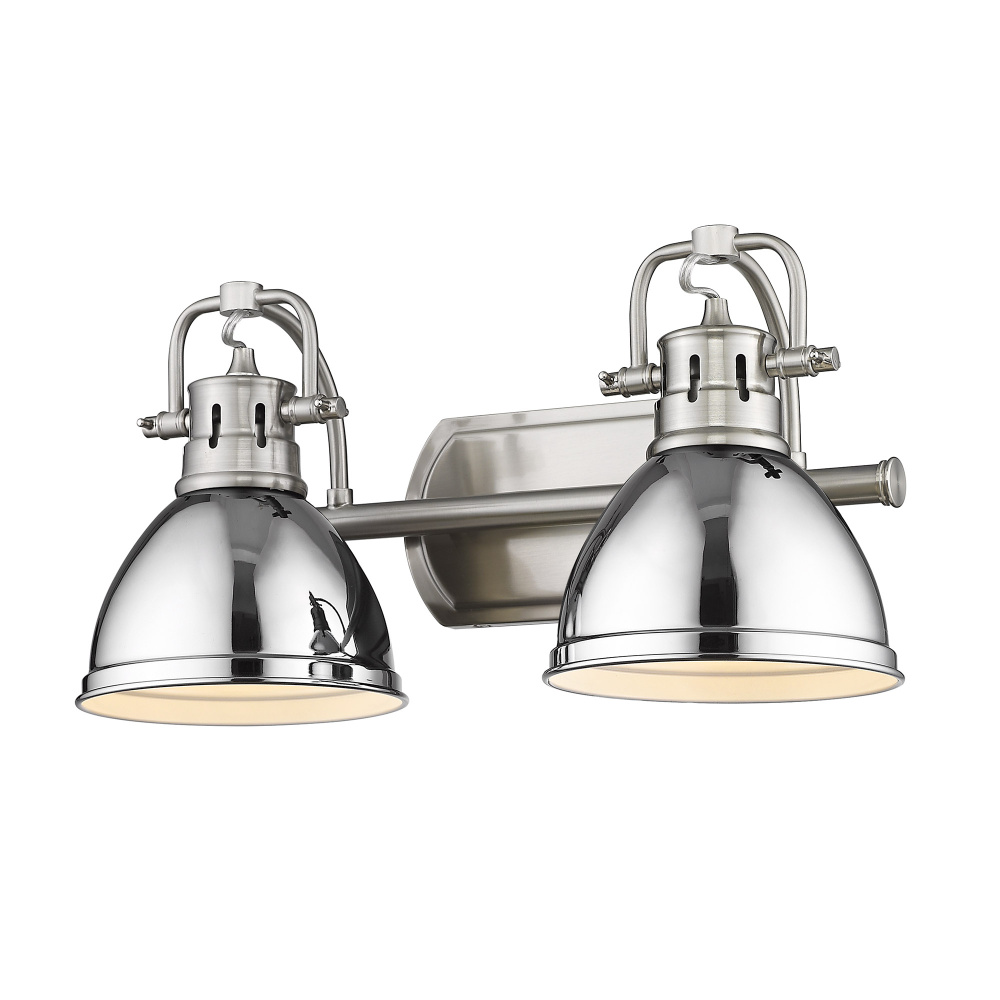 Yep by Golden Lighting Duncan 2-light Vanity in Pewter and Chrome shade