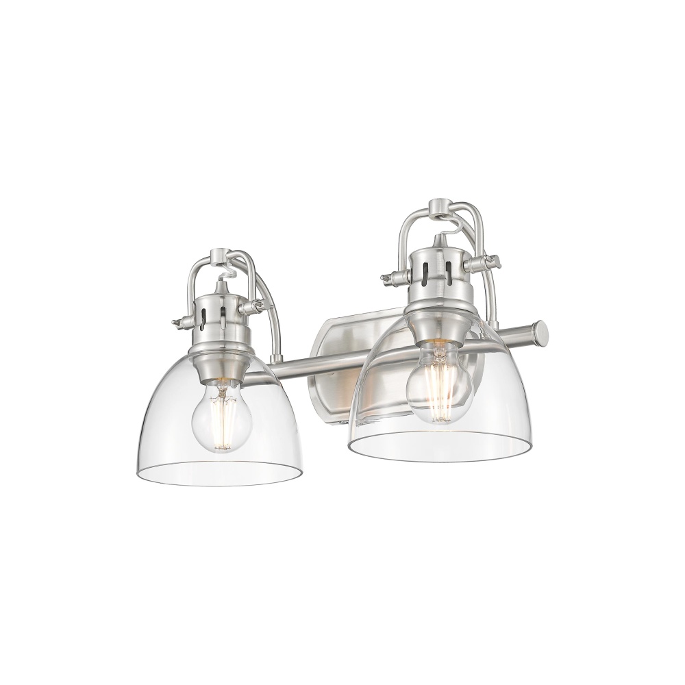 Yep by Golden Lighting Duncan 2-light Vanity in Pewter and Clear Glass