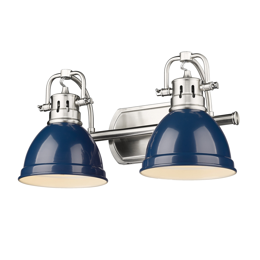 Yep by Golden Lighting Duncan 2-light Vanity in Pewter and Navy Blue shade