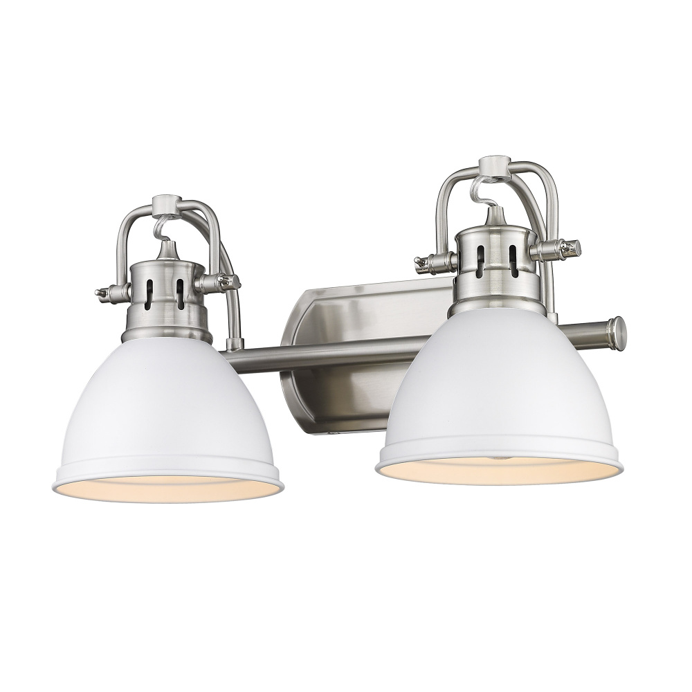 Yep by Golden Lighting Duncan 2-light Vanity in Pewter and Matte White shade