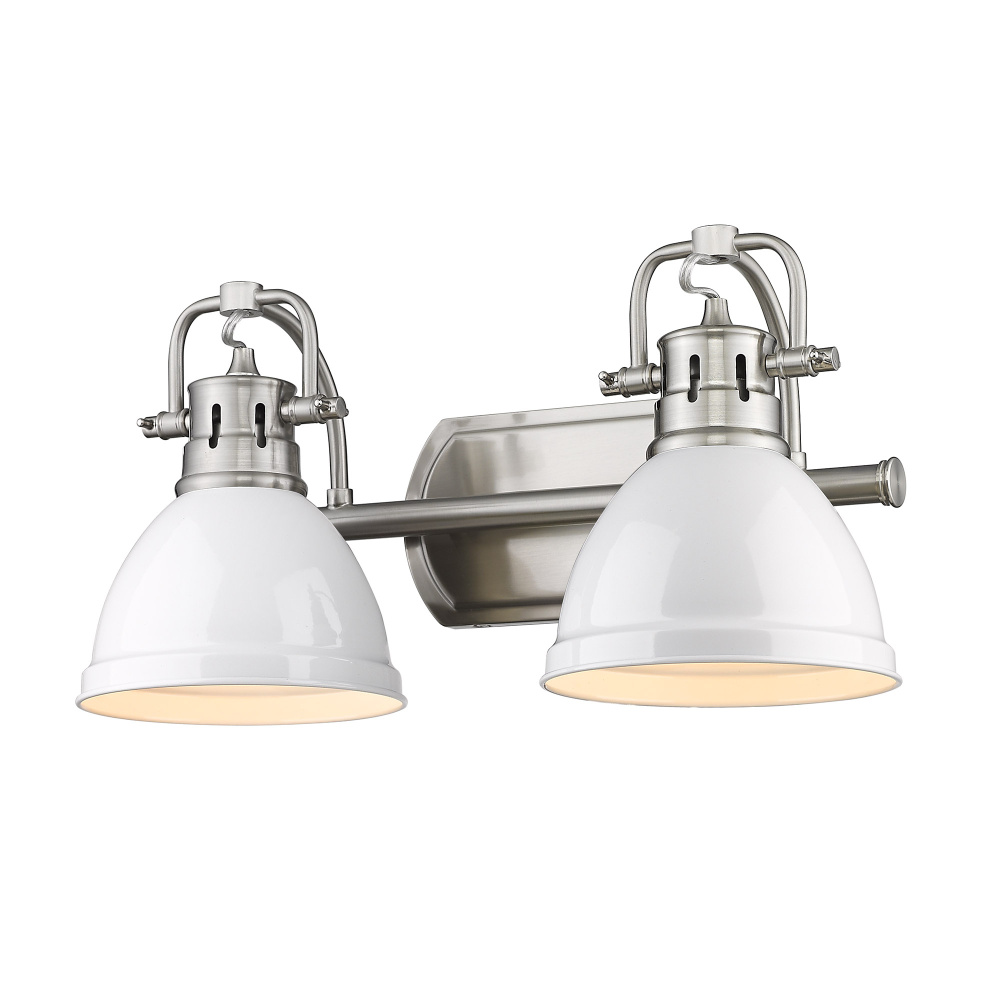 Yep by Golden Lighting Duncan 2-light Vanity in Pewter and White shade