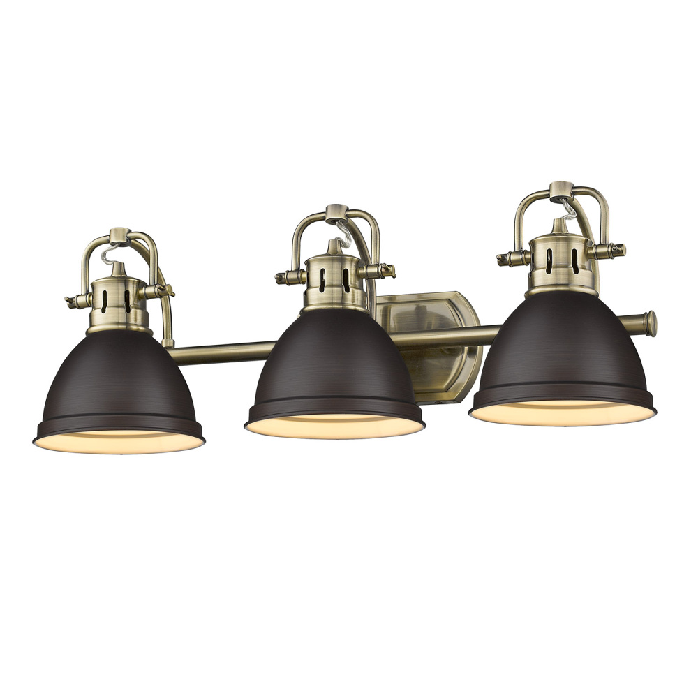 Yep by Golden Lighting Duncan 3-light Vanity in Aged Brass and Rubbed Bronze shade