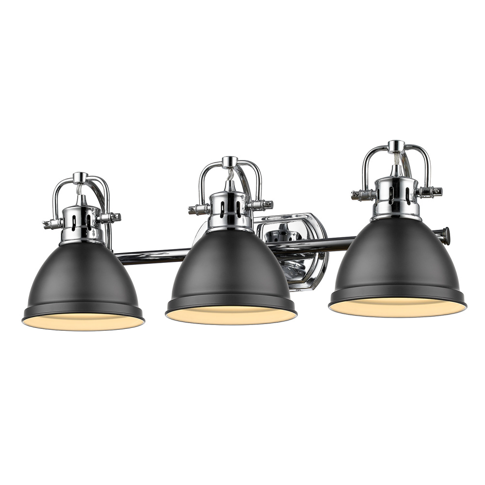 Yep by Golden Lighting Duncan 3-light Vanity in Chrome and Matte Black shade