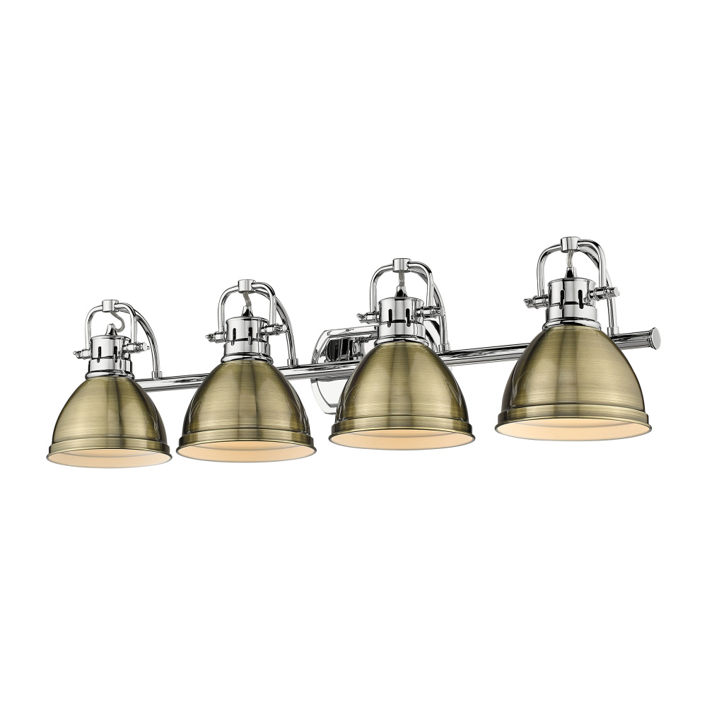 Yep by Golden Lighting Duncan 4-light Vanity in Chrome and Aged Brass shade
