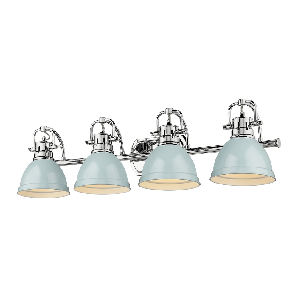 Yep by Golden Lighting Duncan 4-light Vanity in Chrome and Seafoam shade