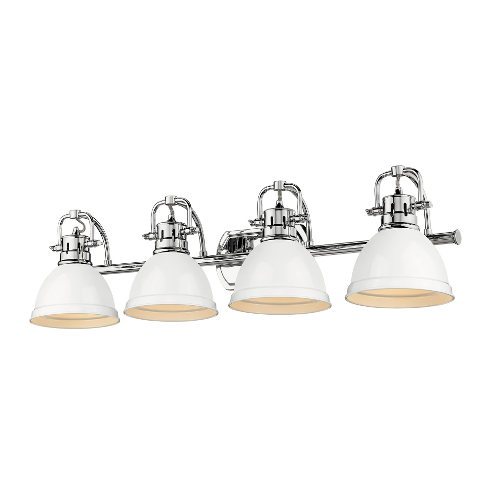 Yep by Golden Lighting Duncan 4-light Vanity in Chrome and White shade