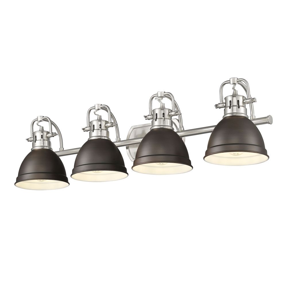 Yep by Golden Lighting Duncan 4-light Vanity in Pewter and Rubbed Bronze shade