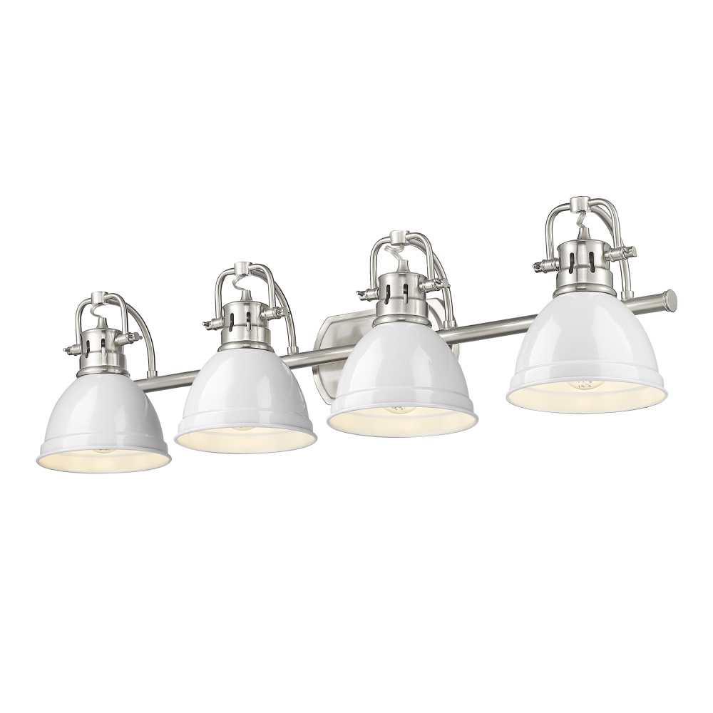 Yep by Golden Lighting Duncan 4-light Vanity in Pewter and White shade