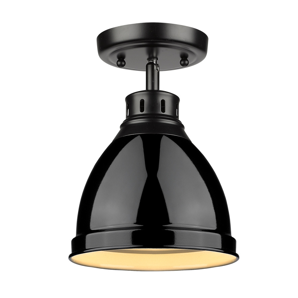 Wry Lighting Duncan 1-light Flush Mount in Matte Black and Black shade