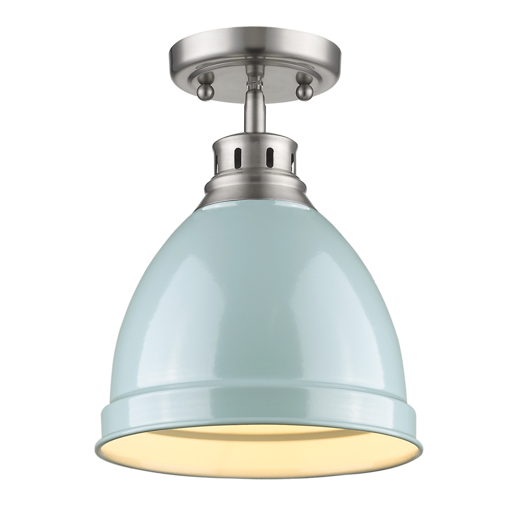 Wry Lighting Duncan 1-light Flush Mount in Pewter and Seafoam shade