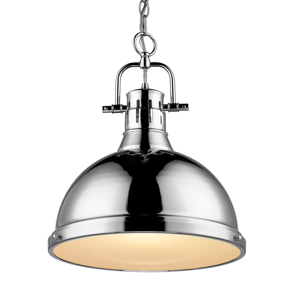 Yep by Golden Lighting Duncan 1-light 14in Chain Hung Pendant in Chrome