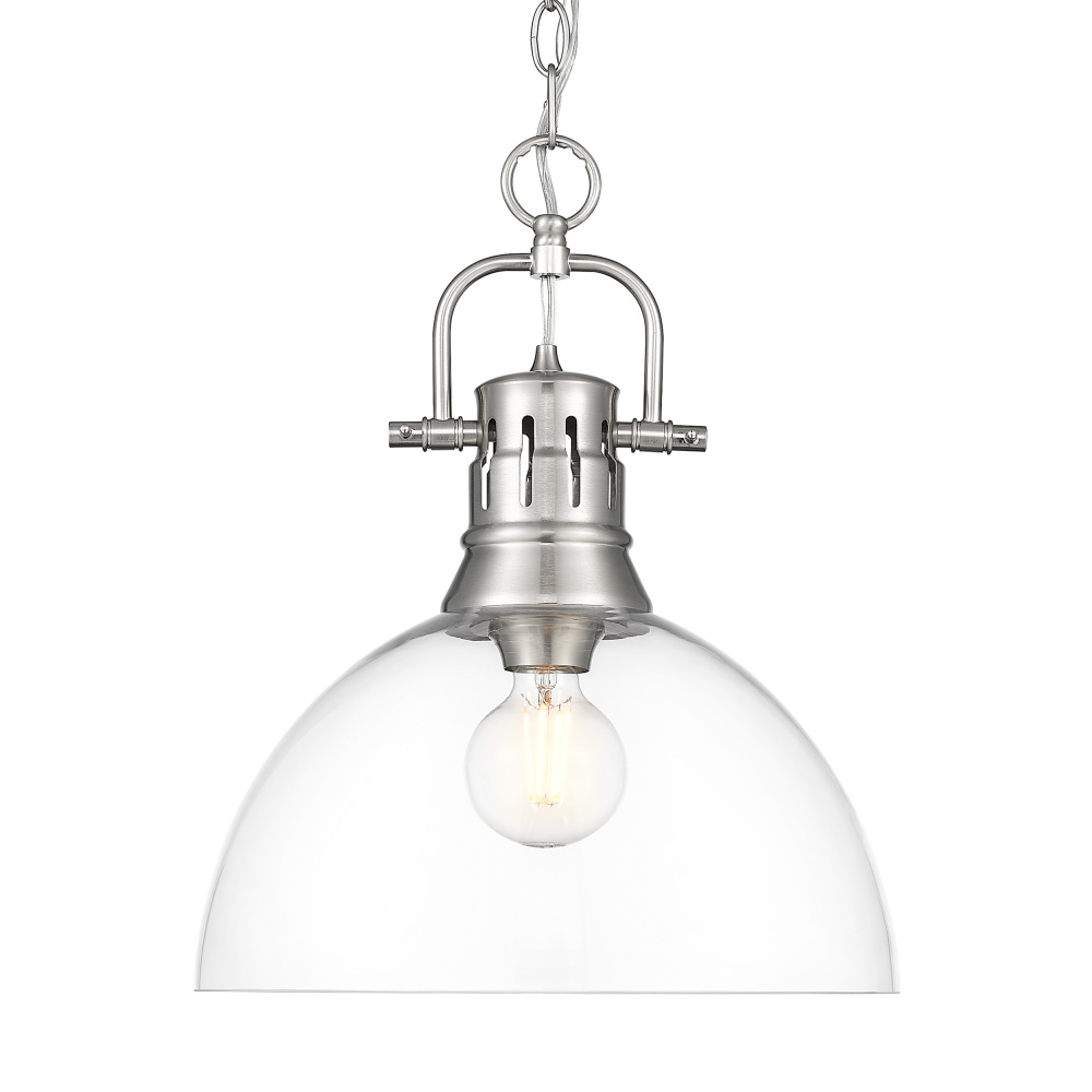 Yep by Golden Lighting Duncan 1-light 14in chain hung Pendant in Pewter and Clear Glass
