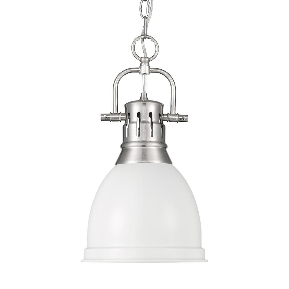 Yep by Golden Lighting Duncan 1-light 9in Chain Hung Pendant in Pewter and Matte White shade
