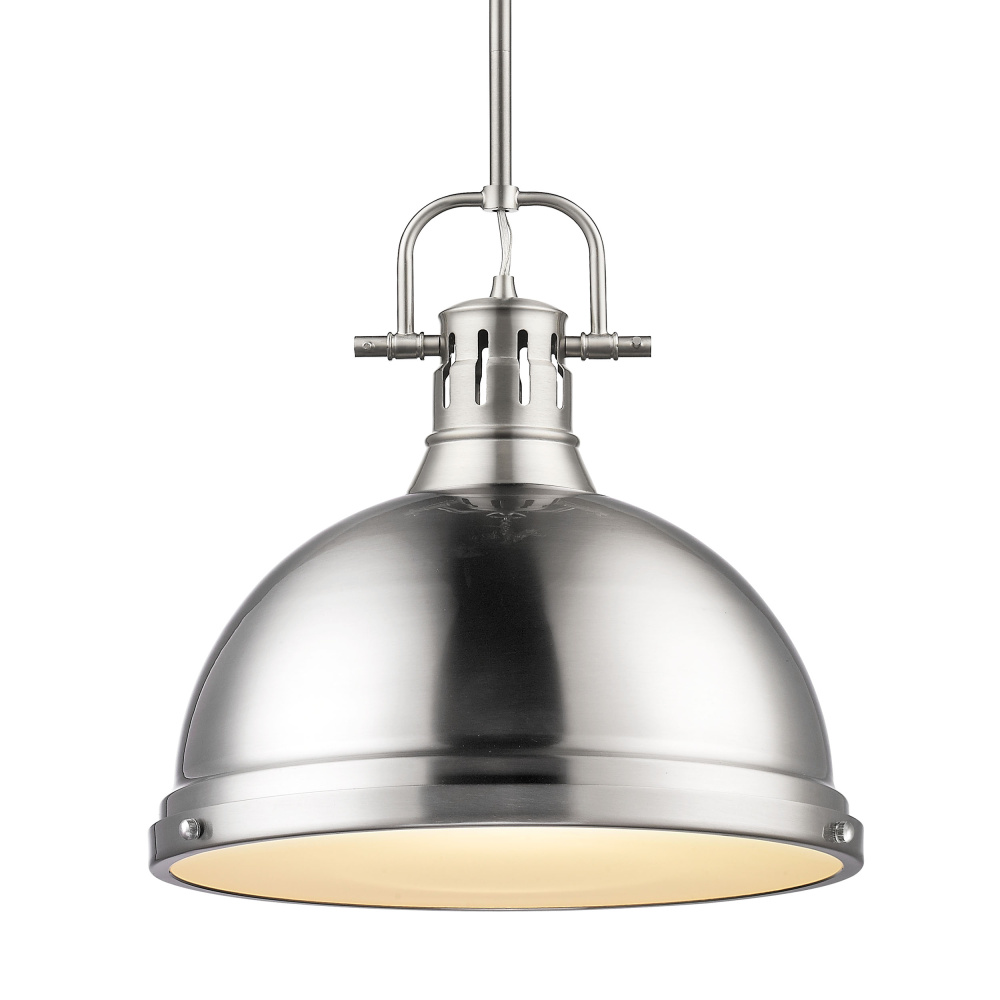 Yep by Golden Lighting Duncan 1-light 14in Rod Hung Pendant in Pewter