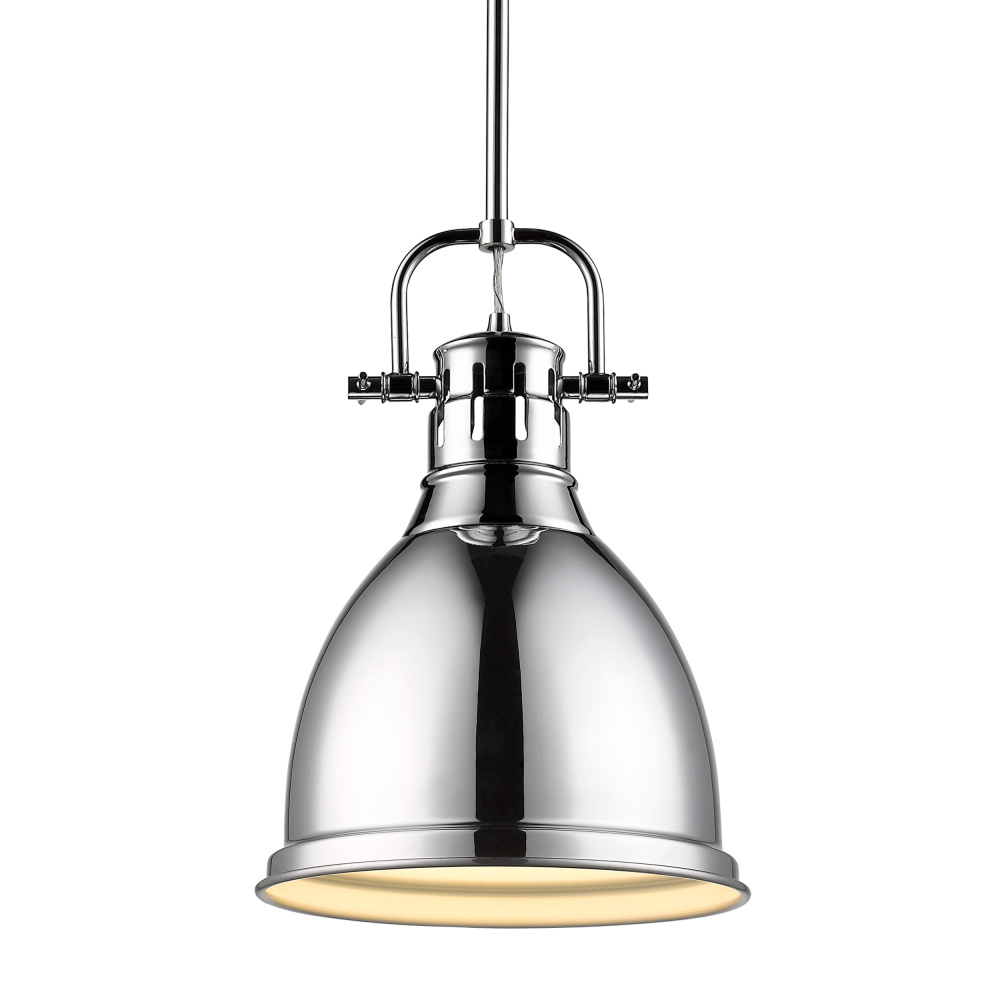 Yep by Golden Lighting Duncan 1-light 9in Rod Hung Pendant in Chrome