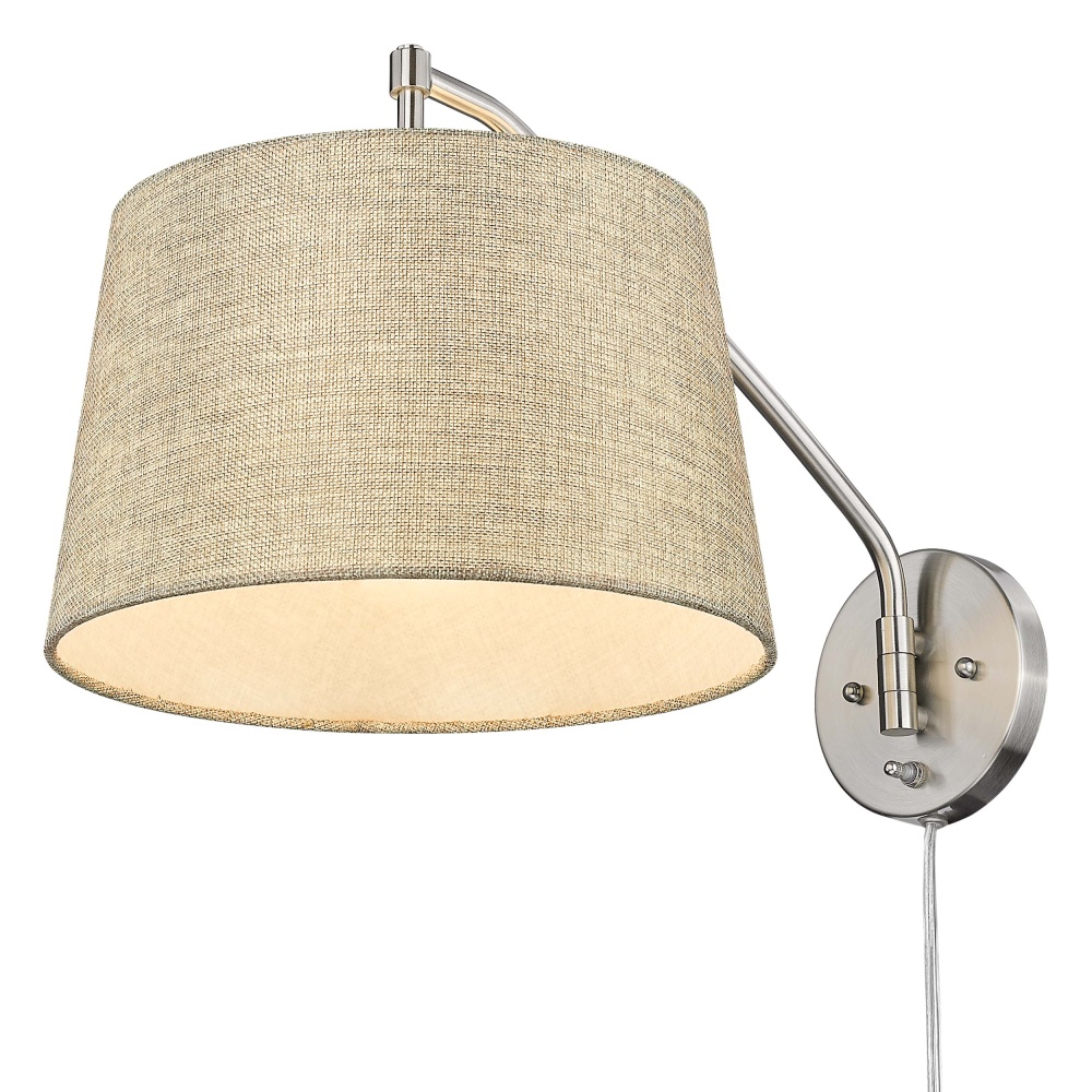 Wry Lighting Ryleigh 1-light Swing Arm Wall Lamp in Pewter and Natural Sisal shade