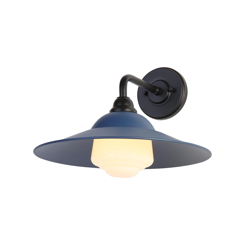 Yep by Golden Lighting Croma 1-light Wall Sconce in Matte Blue shade and White Bell Glass