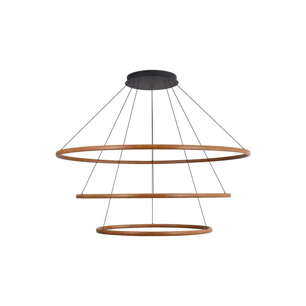 Golden Lighting Veritas Integrated LED 59in 3-tier Chandelier in Walnut