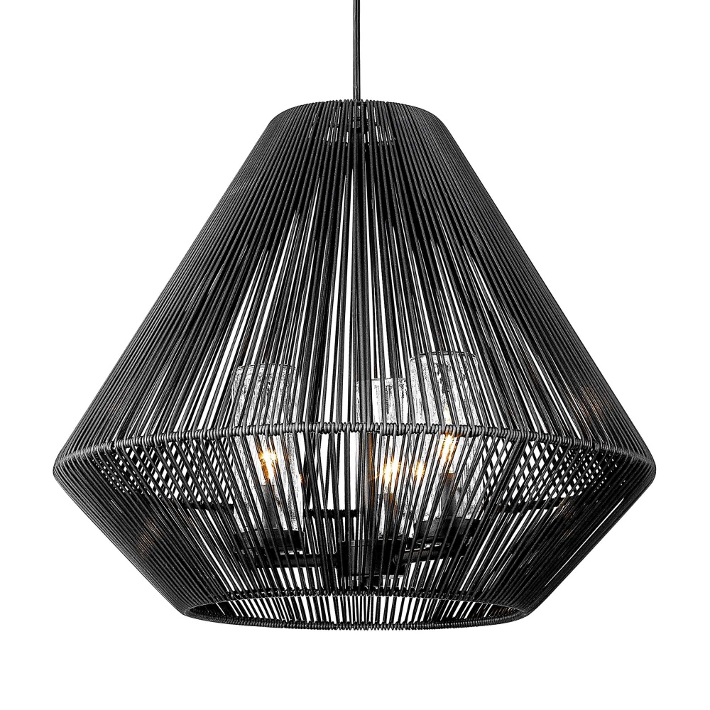 Golden Lighting Valentina 3-light Outdoor Pendant in Natural Black