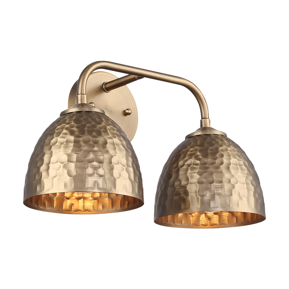 Golden Lighting Shepard 2-light Vanity in Modern Brass and Modern Brass shade