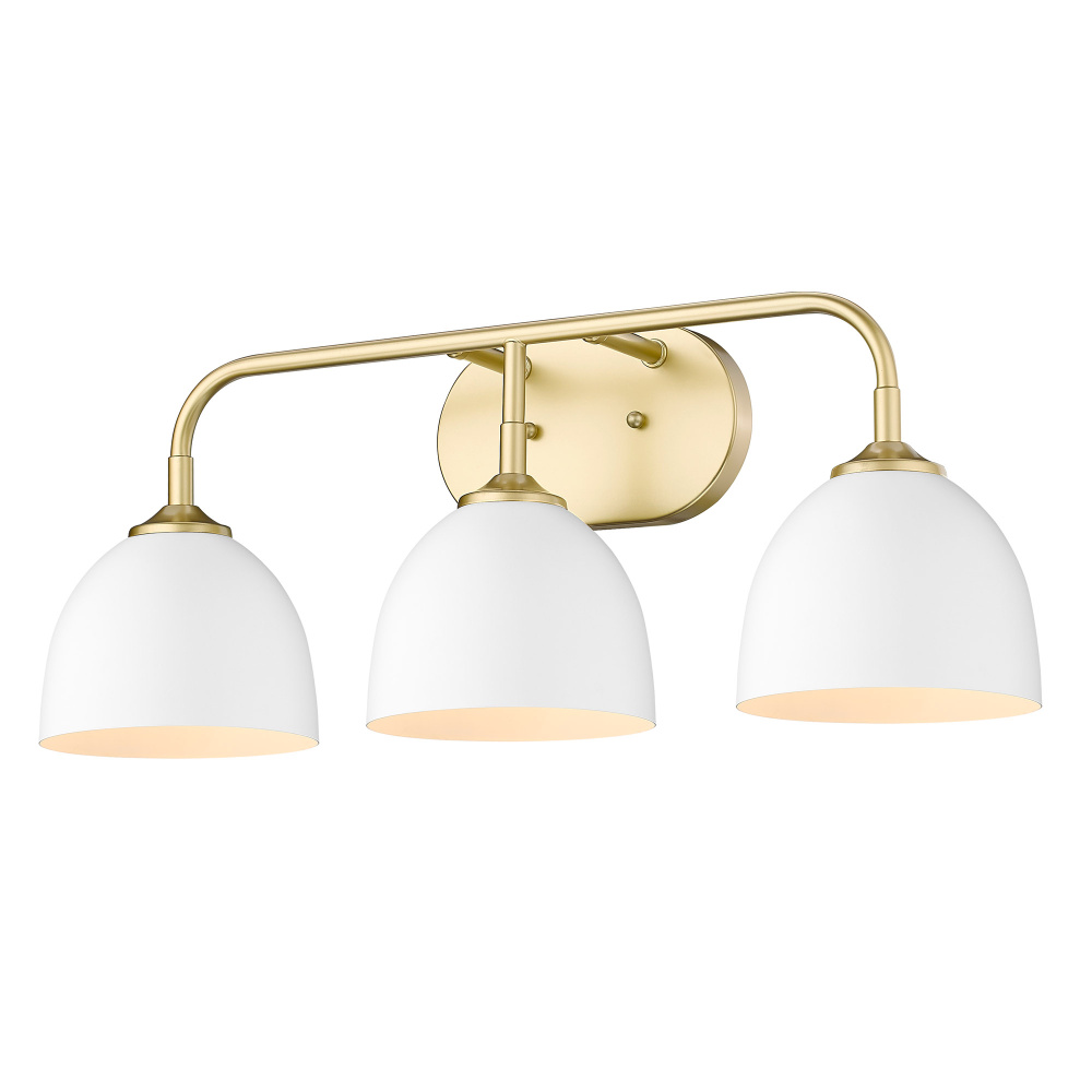 Yep by Golden Lighting Zoey 3-light Vanity in Olympic Gold and Matte White shade