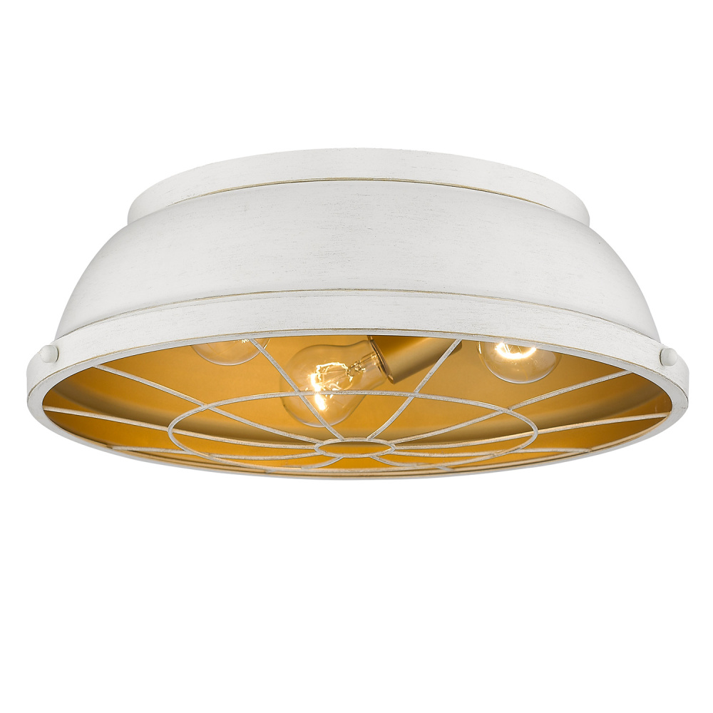 Golden Lighting Bartlett 3-light Flush Mount in French White