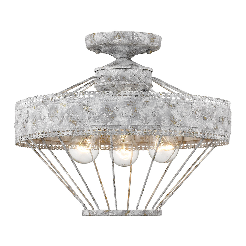 Wry Lighting Ferris 3-light Semi-Flush Mount in Oyster