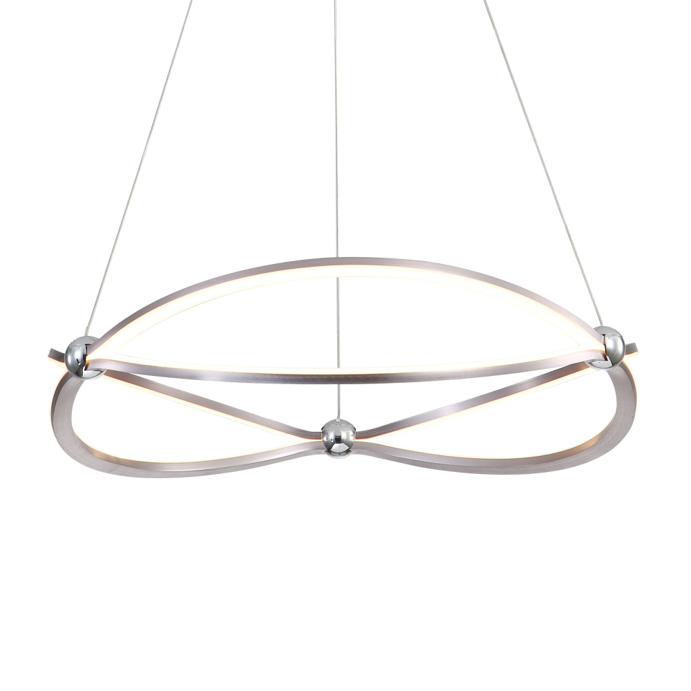 Wry Lighting Spirale Integrated LED 24in Chandelier in Satin Nickel