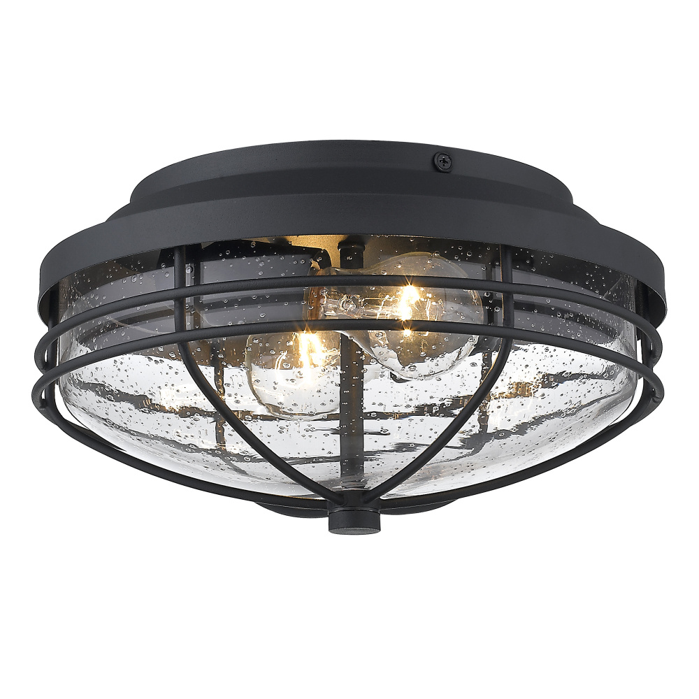Golden Lighting Seaport 2-light Outdoor Ceiling in Natural Black