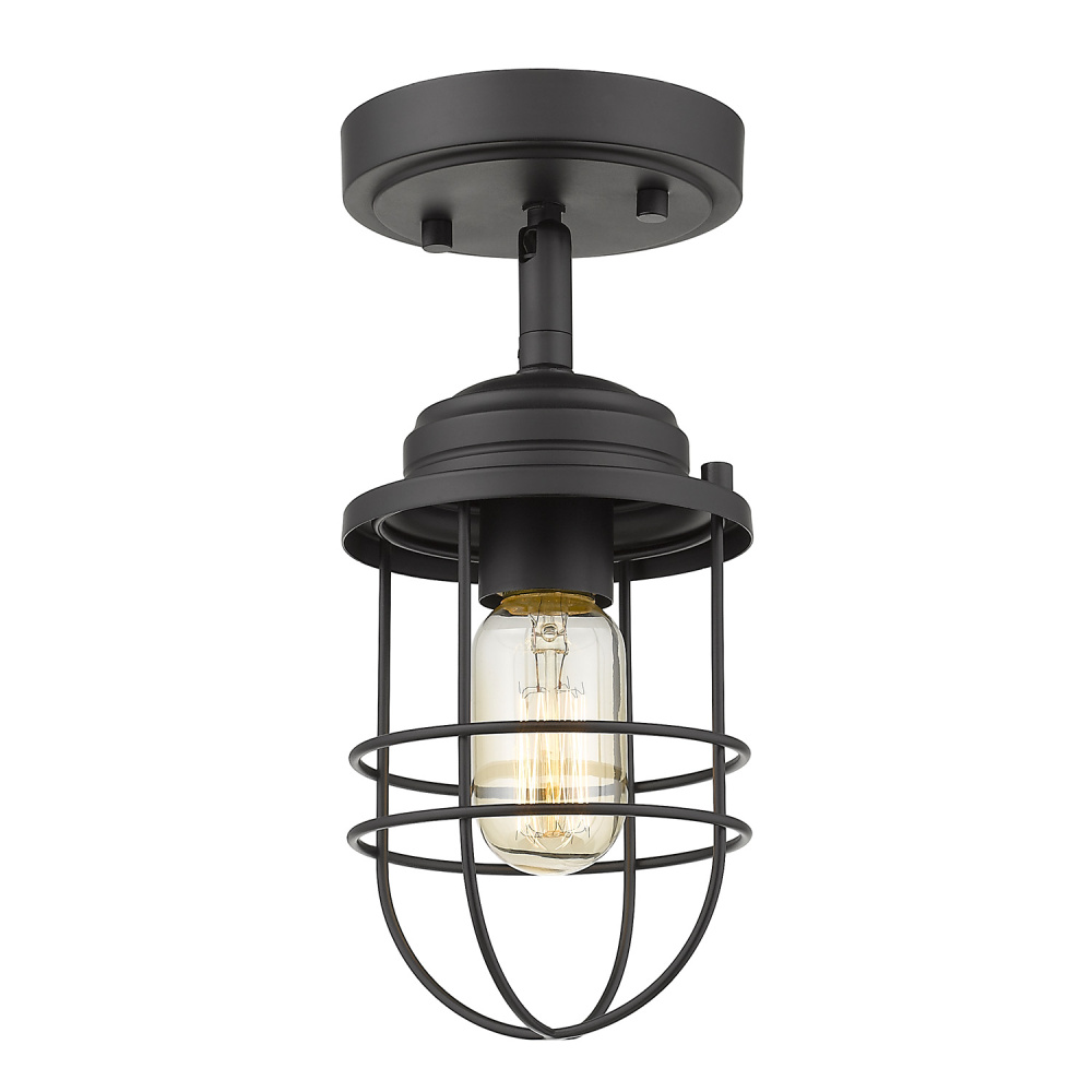 Golden Lighting Seaport 1-light Semi-Flush Mount in Matte Black